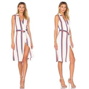 L'Academie Striped Sleeveless Wrap Dress